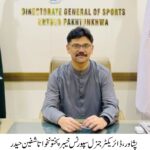 Director General Sports Khyber Pakhtunkhwa, Tashfeen Haider, at his office in the Directorate General of Sports KP.